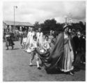 Coronation Carnival Queen in Blue Boar Lane, Blue Boar Garage & Filling Station In the background – 1953