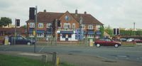 The modern pub before Blue Boar Lane was diverted showing junction with Traffic lights.